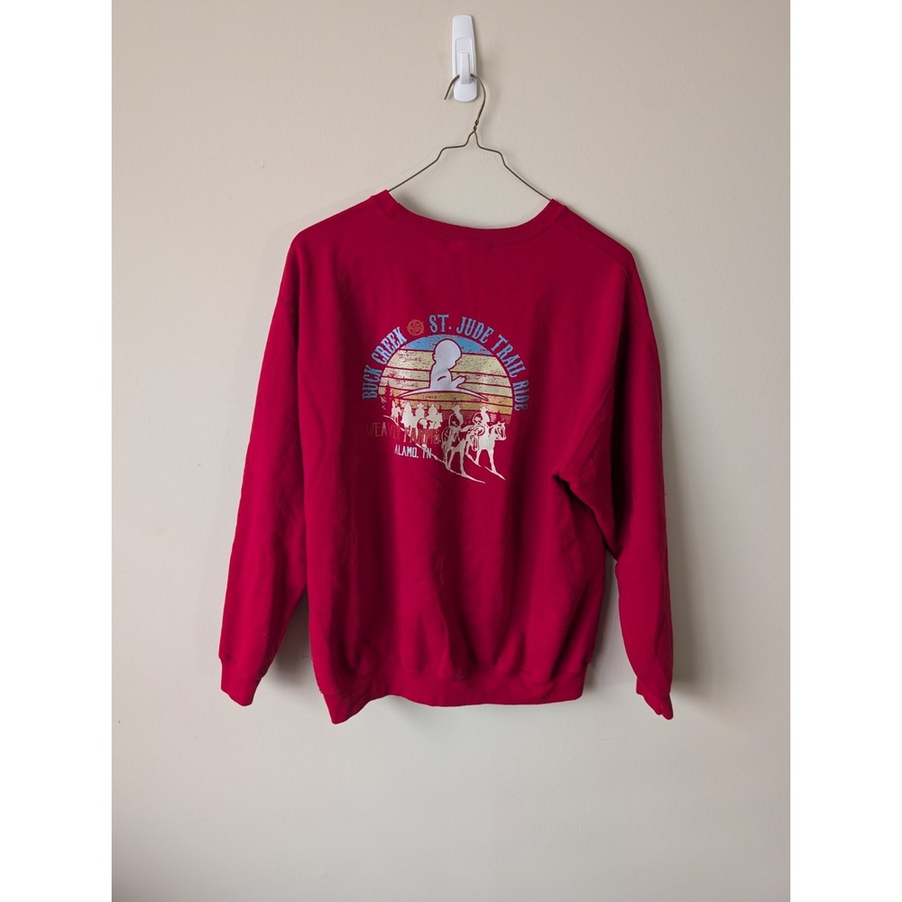 Port & Company Core Fleece Red Crewneck Sweatshirt St. Jude Trail Ride Men's XL - Picture 4 of 7